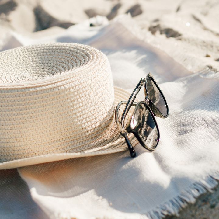 Sunglasses and Hat with brim for eye protection